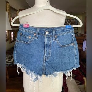 Levi’s 501 distressed jean shorts